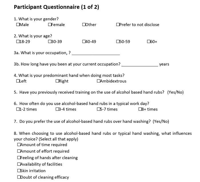 Participant Questionnaire 1